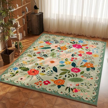 Rugcomf Area Rug 3x5 Washable, Green - color: Green, size: 3' x 5' (Rectangular)