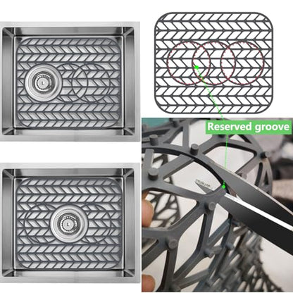 AWOKE Sink Protectors for Kitchen Sink - 13.6"x 11.6" Sink Mat - Heat-resistant Easy-clean Silicone Sink Mat - for Protection of Stainless Steel Sink with 3 Reserved Holes - size: 13.6 x 11.6