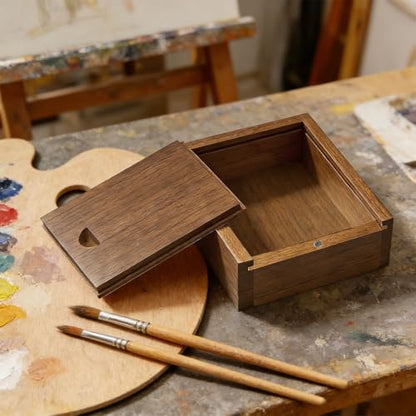 Mini Walnut Wood Gift Box Magnetic Sliding Lid Small Keepsake Case - color: Walnut (3.19")
