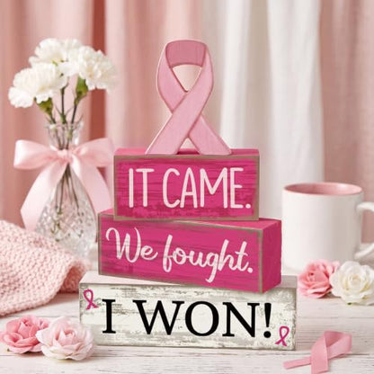 Lineshading 4 Pcs Breast Cancer Awareness Decor Pink Ribbon Table Decor - style: Breast Cancer