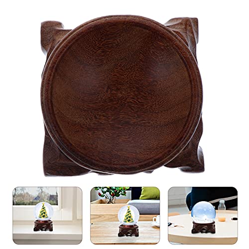 EXCEART Crystal Ball Display Stand Wooden round Pedestal for Home Decor - size: 8X3cm