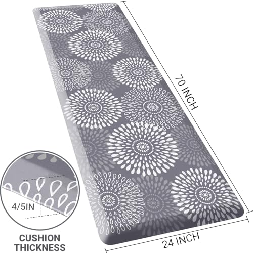 Kitchen Mat Water-Resistant Kitchen Rugs Cushioned Anti-Fatigue Floor Mat - color: Grey, size: 70"L x 24"W x 0.8"Th