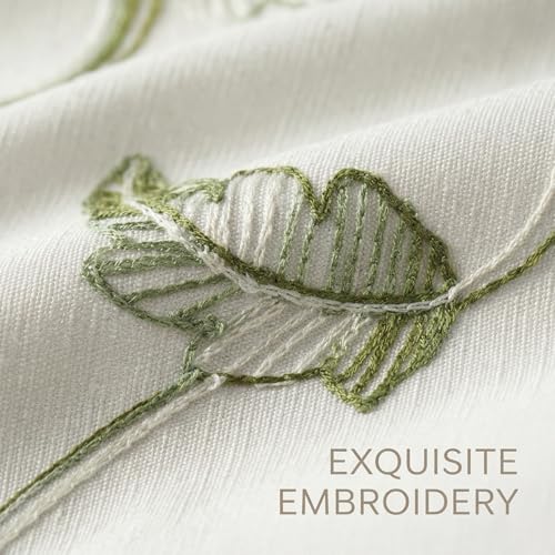 VOGOL Green Leaf Botanical Tier Curtains, 30 x 24 Inches, 2 Panels - color: Green, size: 30"W x 24"L (Pack of 2)