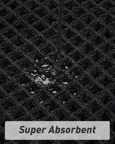 Upgraded Waffle Bath Mat Set of 2 Absorbent Bathroom Mat 17"x24" + 20"x32" - color: Black, size: 17" x 24" + 20" x 32"