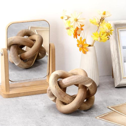 Yalikop 3 Link Wood Knot Decor Rustic Table Shelf Accents, Acacia Wood - color: Acacia Wood