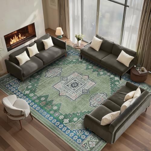 Boho Persian Area Rug, Green, 8x10 - color: Fresh Lemon Green, size: 8 x 10 feet