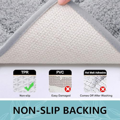 Buganda Microfiber Bathroom Rugs 36x24, Soft Shaggy Absorbent Bath Rugs - color: Grey, size: 36" X 24"
