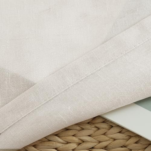 PrinceDeco Linen Semi Sheer Curtains for Living Room,52x108 inch, Natural - color: Natural, size: 52"W x 108"L (Pack of 2)
