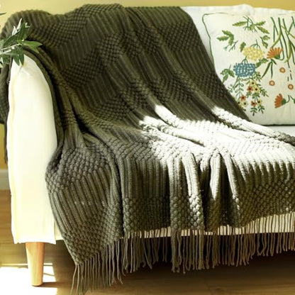 Blagic Soft Knitted Throw Blanket for Couch and Bed,Dark Green,50"x60" - color: E-dark Green, size: 50 × 60 in