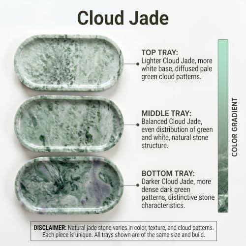 YKAJO Cloud Jade Oval Marble Tray, 11.8x5.9 Vanity Perfume Organizer Dish - color: Cloud Jade, size: 11.8" x 5.9" x 0.6"