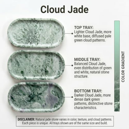 YKAJO Cloud Jade Oval Marble Tray, 11.8x5.9 Vanity Perfume Organizer Dish - color: Cloud Jade, size: 11.8" x 5.9" x 0.6"