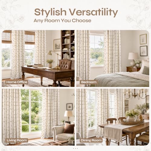 BGment Jacquard Linen Curtains for Living Room 84 inches Long - 2 Panels - color: Beige, size: 52"W x 84"L (Pack of 2)