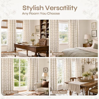 BGment Jacquard Linen Curtains for Living Room 90 inches Long - 2 Panels - color: Beige, size: 52"W x 90"L (Pack of 2)
