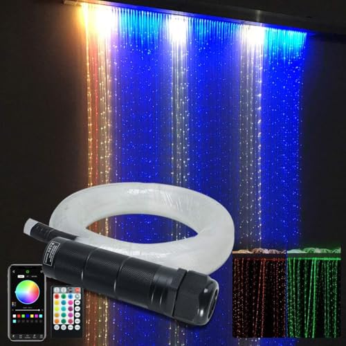AKEPO 6W RGBW Fiber Optic Curtain Lights Kit, Waterfall Curtain Light for Home Decoration with Flash Point Fiber Optical Cables 200 Strands 0.03in/0.75mm 6.5ft/2m - size: 200pcs*0.03in*6.5ft