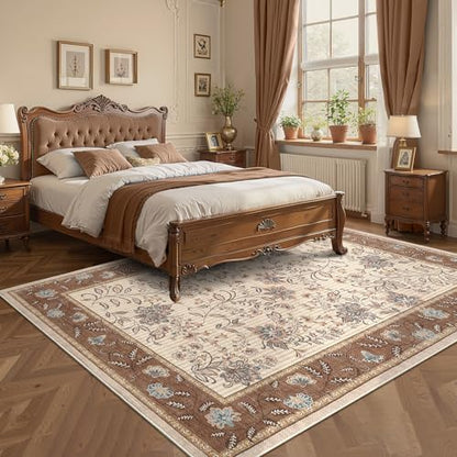 GarveeHome 9x12 Brown Washable Large Area Rug Living Room Rug Non Slip - color: Brown, size: 9' x 12' (Rectangular)