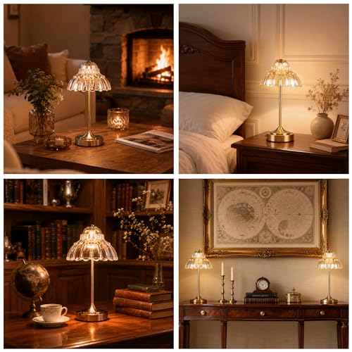 Flower Battery Operated Rechargeable Lamp Cordless, Petal, Amber - color: Amber-Petal