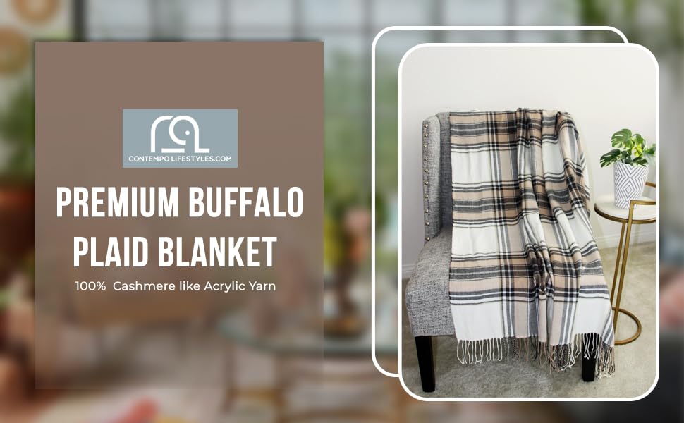 Blankets - Decorative Classic Blanket - Buffalo Plaid Throw Blanket - Comfortable and Ultra-Soft - Lightweight & Indoor Outdoor Blanket - Ideal for Living Room, Couch, Travelling Good for All Seasons