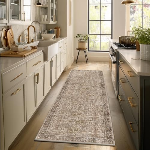 Machine Washable Hallway Runner Rug: 2'x6' Kitchen Rugs - color: Brown/Camel/Multi, size: 2' x 6' (Rectangular)