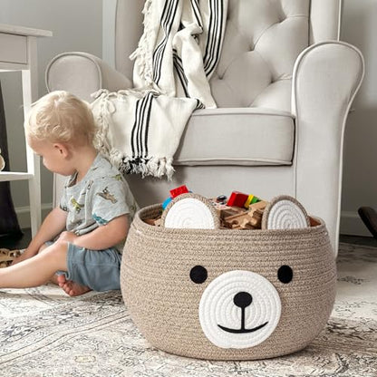 CherryNow Large Baby Basket for Gifts Empty, Cute Bear Design, Light Brown - color: Light Brown, size: 15.7"D x 10.5"H