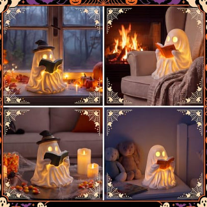 Fumete 2 Pcs Halloween Decorations Indoor - Light Up Reading Ghost Couple - style: Reading Ghosts