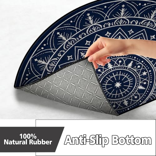 Half Round Door Mat 24"x36", Non-Slip Indoor Entryway Rug, Washable - color: Multicolor-9