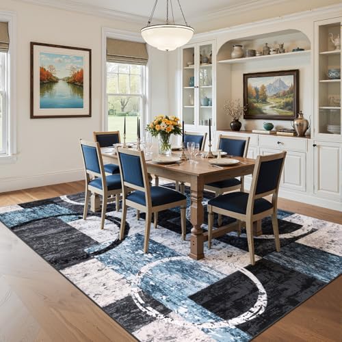 Yamaziot 8x10 Washable Modern Abstract Area Rug Non-Slip Living Room Rug - color: Blue/Multi, size: 8x10ft