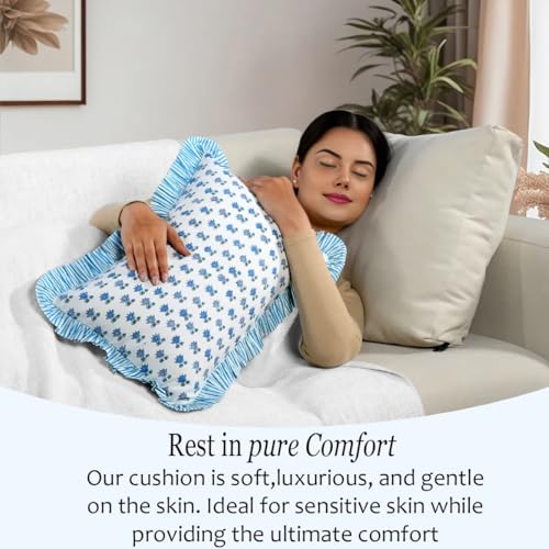 CPC Arctic Blue Block Print Ruffle Sham Pillow Cover 12x20 Inch, Pack of 1 - color: Arctic Blue, size: 20" x 12" (Pack of 1)