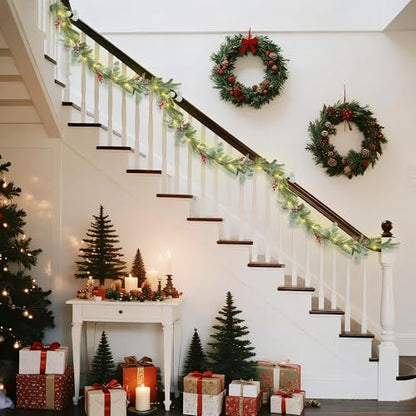 DR.DUDU 9FT Prelit Christmas Garland with Lights Mantel Decorations - size: 9FT