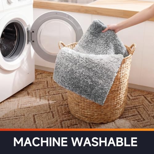 Bathroom Rugs,Soft Microfiber Shaggy Bath Mats,24"x16" Grey - color: Grey, size: 1'4" x 2' (Rectangular)