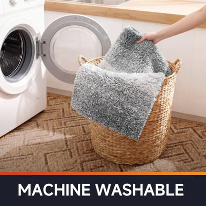 Bathroom Rugs,Soft Microfiber Shaggy Bath Mats,24"x16" Grey - color: Grey, size: 1'4" x 2' (Rectangular)