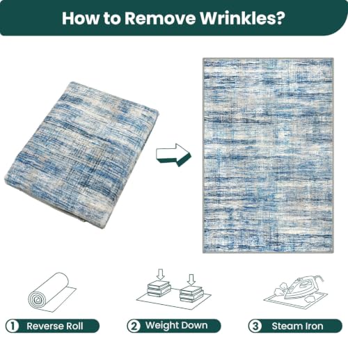 KOZYFLY Modern Runners for Hallways 2x12 Washable Runner Rug Blue Beige - color: Blue Beige, size: 2' x 12' (Runner)