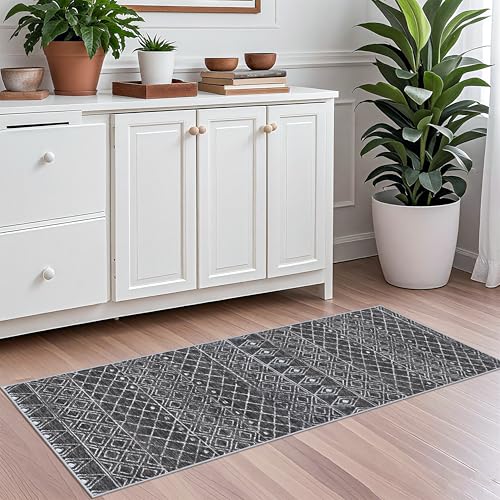 2x5 Hallway Rug Runner Moroccan: Washable Non Slip Runner Rug Black - color: Black, size: 2' x 5' (Rectangular)