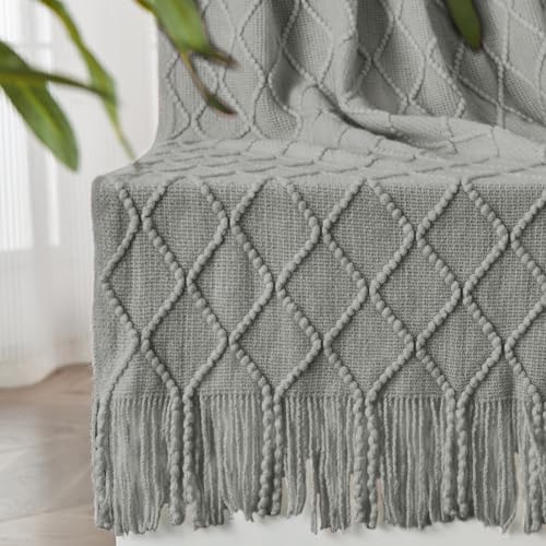 inhand Light Grey Knitted Throw Blanket for Couch and Bed, 60"x80" - color: Light Grey, size: 60"x80"
