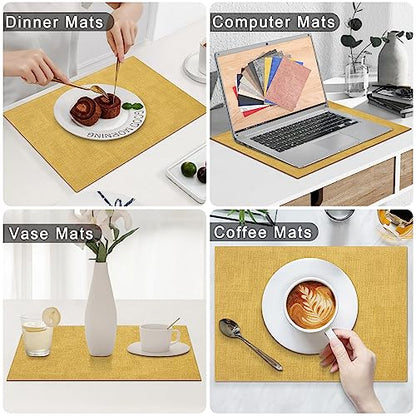 Homaxy PU Faux Leather Placemats for Dining Table, Set of 6, Yellow - color: Yellow