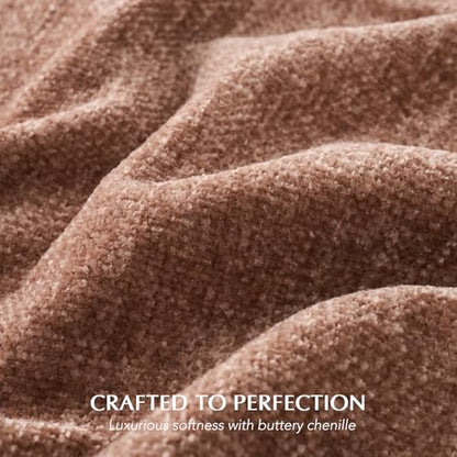 EverGrace Chenille Knit Throw Blanket for Couch, 60"x80", Clay - color: Clay, size: 60"x80"