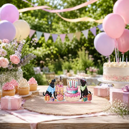 Smile Birthday Wooden Standing Decor Dog Party Cake Tiered Tray - style: Birthday