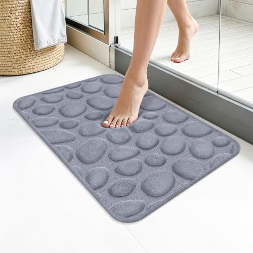 Memory Foam Bath Mat 24x16, Soft Absorbent Bathroom Rug, Gray - color: Grey, size: 16"x24"