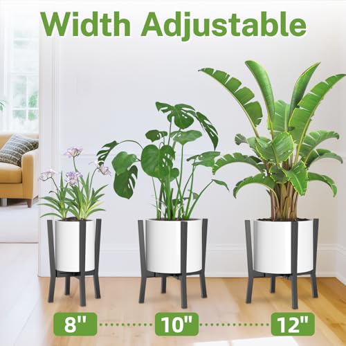 iDavosic.ly Adjustable Metal Plant Stand 2 Pack, Fits 8-12 Inch Pot, White - color: Metal Black, size: 2 Pack