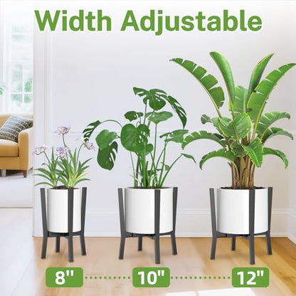 iDavosic.ly Adjustable Metal Plant Stand 2 Pack, Fits 8-12 Inch Pot, White - color: Metal Black, size: 2 Pack