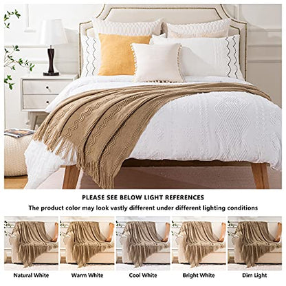 BATTILO HOME Tan Throw Blanket for Couch, 50"x60" - color: Tan, size: 50 x 60 in.