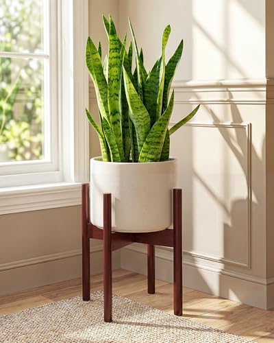 Bamworld 14.9in Adjustable Plant Stand Indoor Plant Stand Reddish Brown - color: Reddish Brown, size: 14.9in