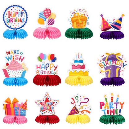 NatNarr Birthday Table Decorations Happy Birthday Honeycomb Centerpieces - style: Happy Birthday