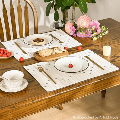 Artoid Mode Light Grey Farmhouse Woven Rustic Placemats Set of 4-12x18 Inch - color: Light Grey, size: 12" x 18", 4 Pcs