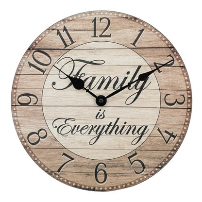 Westclox Wall Clock, 11-Inch Round Analog Clock with Inspirational Dial, Battery Powered, Quartz Movement, Farmhouse Rustic Decor for Living Room, Kitchen, Bedroom (Family is Everything, 11-Inch) - style: Farmhouse