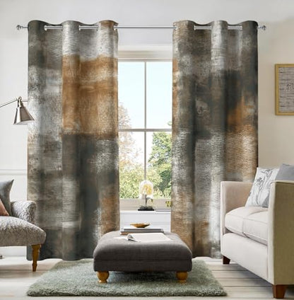 Tan Abstract Curtains for Living Room Bedroom, 42W x 63L, 2 Panels - color: Tan, size: 42"W x 63"L (Pack of 2)