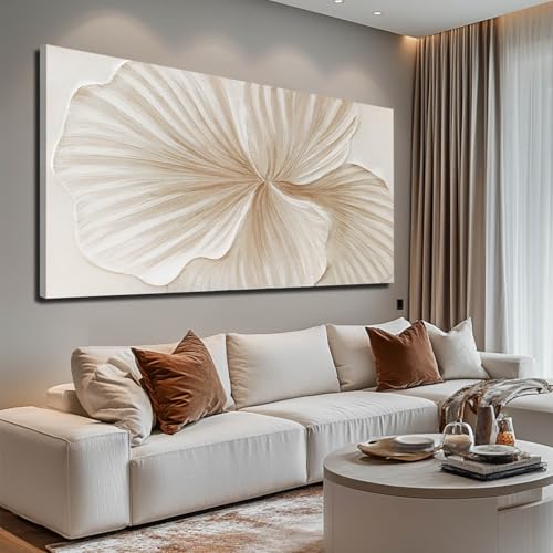 Large White Gold Minimalist Floral Wall Art for Living Room 29x58 Inch - color: White and Gold, size: 58"L x 29"W