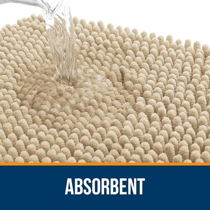 OLANLY Toilet Rugs U-Shaped 20x20, Soft Absorbent Chenille Contour Rugs - color: Beige, size: 20" X 20" Contour Rug