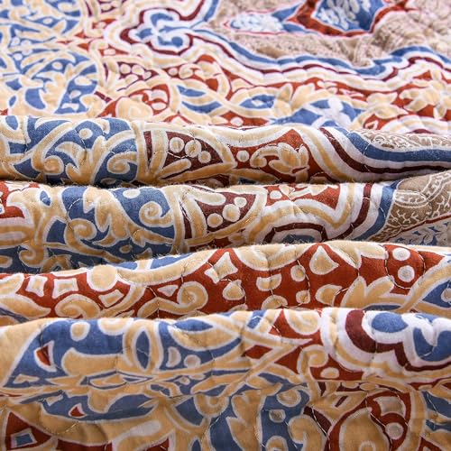 Exclusivo Mezcla Reversible Boho Quilted Throw Blanket, 50"x 60" - color: Bohemian Brick-red, size: 50 x 60 inch