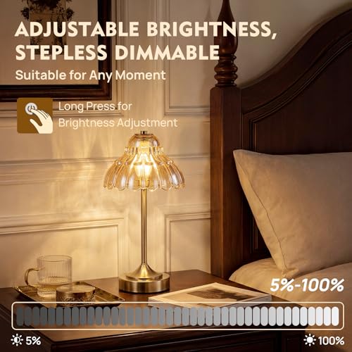 Flower Battery Operated Rechargeable Lamp Cordless, Petal, Amber - color: Amber-Petal