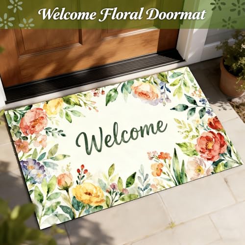 Summer Door Mat,30" Colorful Summer Welcome Mat,Thick Rubber Backing-Gift